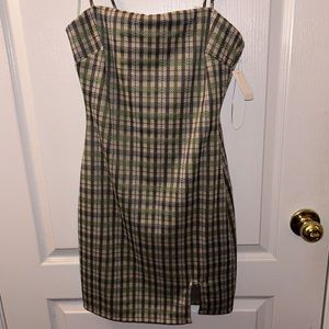 *SOLD*Sage Green Plaid Mini Bodycon Dress